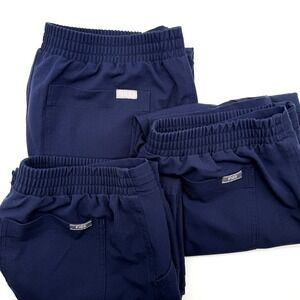 FIGS Lot X3 Technical Collection Scrub Pants Womens S Navy Blue Straight Stretch